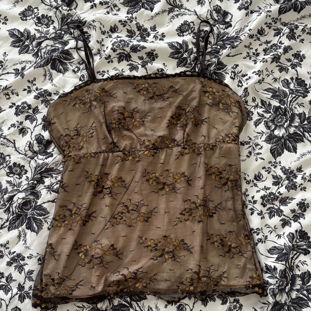 New York & Company Black and Brown Embellished Bustier Camisole